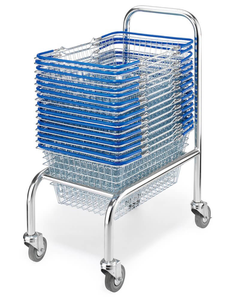Mobile Wire Basket Stacker With Handle